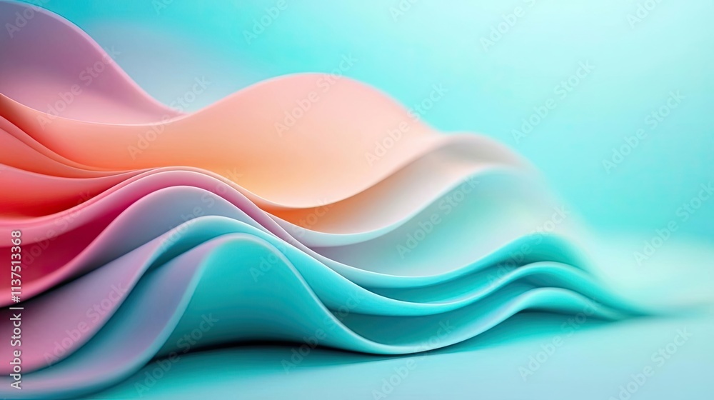 Aufkleber Wave abstract background concept. Abstract wave patterns in soft pastel colors creating a serene visual experience.
