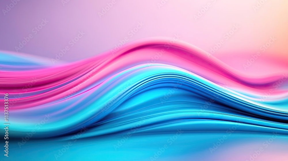 Poster wave abstract background concept. colorful abstract waves of pink and blue flowing smoothly across a