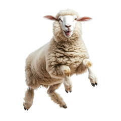 Fototapeta premium Happy Sheep Jumping Isolated on White Background Transparent Background.