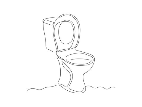recommend clip art: Abstract toilet bowl, continuous single line art drawing sketch, logo