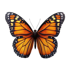 Fototapeta premium Monarch Butterfly Wings Insect Nature Wildlife Closeup Macro Orange Black White Detailed Beautiful