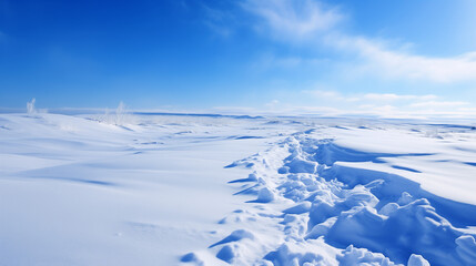 Obraz premium Snowy Winter Landscape with Blue Sky and Clouds
