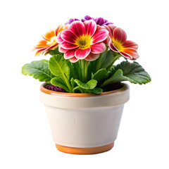 Fototapeta premium a colorful flower in a small ceramic plant pot