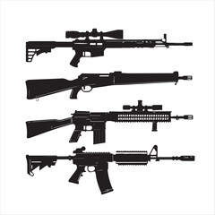 set of rifle gun silhouette