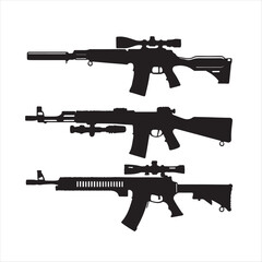 set of rifle gun silhouette