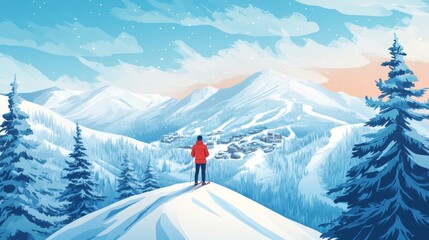 Fototapeta premium Majestic Alpine Ski Adventure in Winter Wonderland
