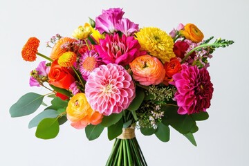 Fototapeta premium A Vibrant Bouquet of Mixed Flowers and Greenery