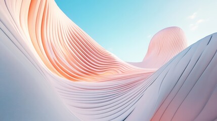 Fototapeta premium Abstract Architectural Landscape: Serene Curves Under a Pastel Sky