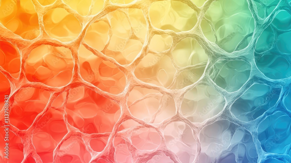 Poster cancer cells idea. vibrant abstract bubble texture in rainbow colors illustrating fluid dynamics.