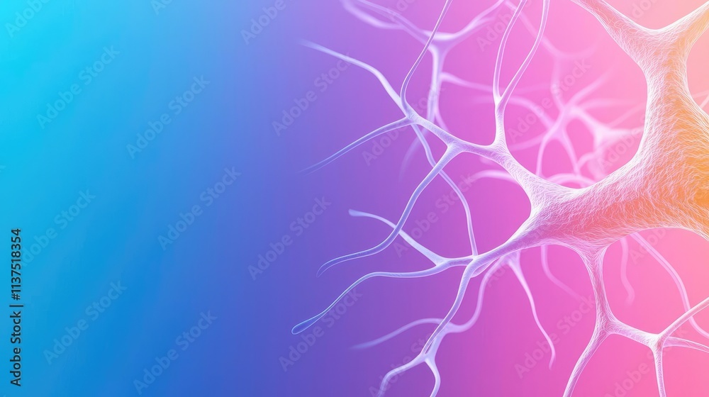 Poster cancer cells idea. abstract illustration of a neuron cell with vibrant colors and complex structure.