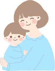 Heartwarming Mother and Child Illustration Cute Mother Day Clipart