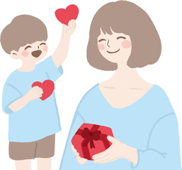 Heartwarming Mother and Child Illustration Cute Mother Day Clipart