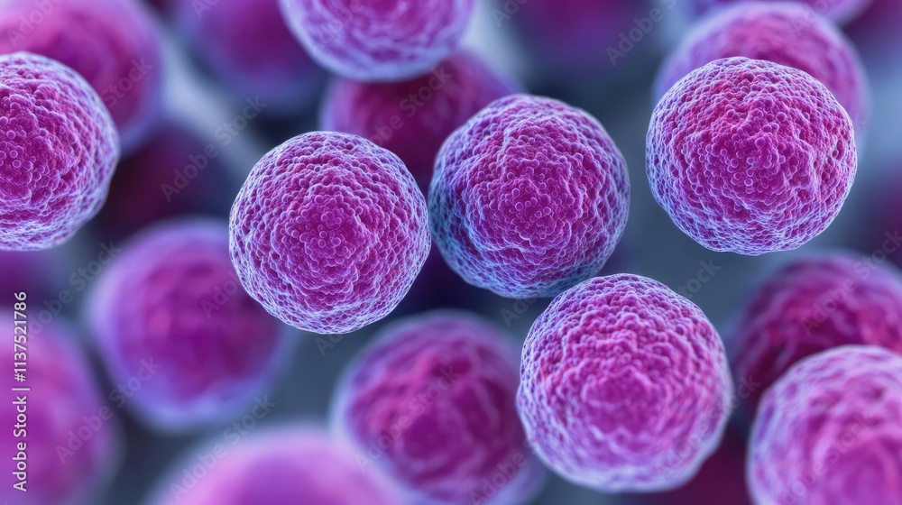 Poster cancer cells idea. microscopic view of colorful bacteria in a vibrant artistic representation.