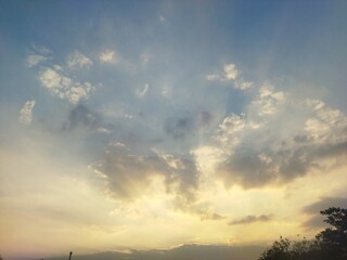 silver lining sky. sunset in the clouds