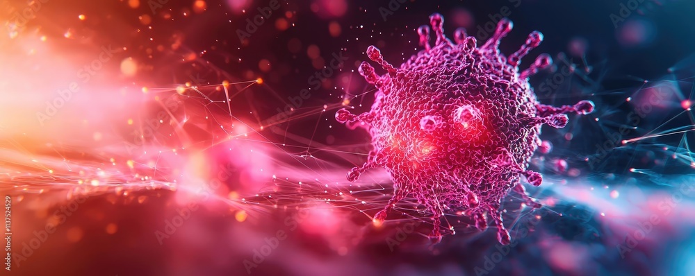 Aufkleber cancer cells idea. a colorful representation of a virus in a molecular structure with vivid details.