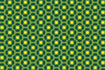 A cheerful yellow and green flower pattern background features bright yellow flowers alongside fresh green foliage. This lively color combination adds a sense of energy and warmth to the design.