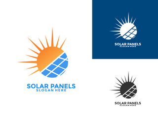 Obraz premium Solar panel logo vector design. Modern Solar Energy logo icon vector template