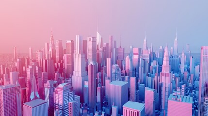 Obraz premium Neon Cityscape - A Futuristic Skyline in Pastel Hues