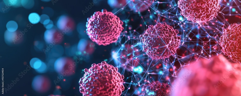 Poster cancer cells idea. colorful microscopic view of cells, showcasing intricate structures and vibrant d