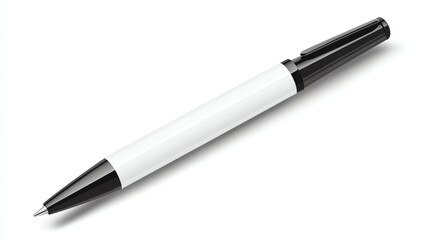 White and black ballpoint pen isolated on white background