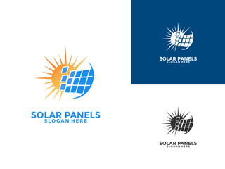 Sun Solar panel logo vector design. Solar Energy with sun logo icon vector template
