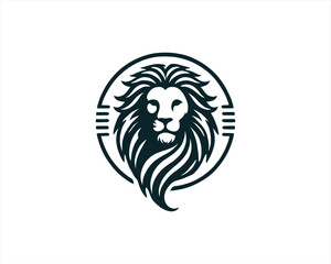 Lion Logo Design Vector Template. Lion Head Logo Icon Vector illustration. Black and white Lion head vector illustration.	
