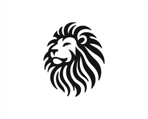 Lion Logo Design Vector Template. Lion Head Logo Icon Vector illustration. Black and white Lion head vector illustration.	
