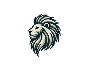 Lion Logo Design Vector Template. Lion Head Logo Icon Vector illustration. Black and white Lion head vector illustration.	
