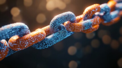 Digital illustration of a binary chain virtual space tech design