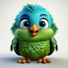 Fototapeta premium 3d cartoon image Meet Blu, the Adorable Green Bird from Rio