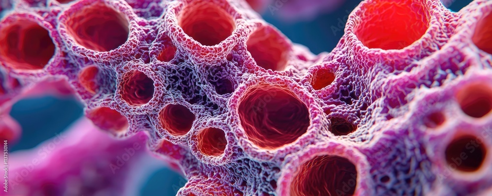 Poster Cancer cells idea. Close-up view of vibrant coral structures highlighting the intricate textures.