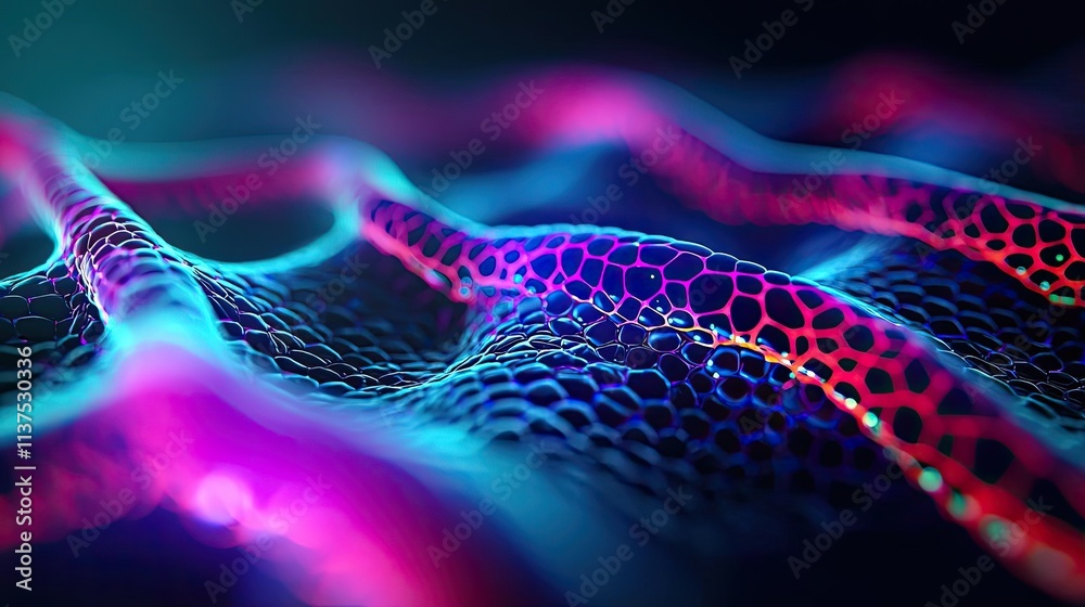 Poster cancer cells idea. abstract representation of wave patterns in vibrant colors and intricate designs.