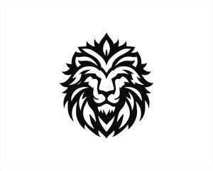 Lion Logo Design Vector Template. Lion Head Logo Icon Vector illustration. Black and white Lion head vector illustration.	
