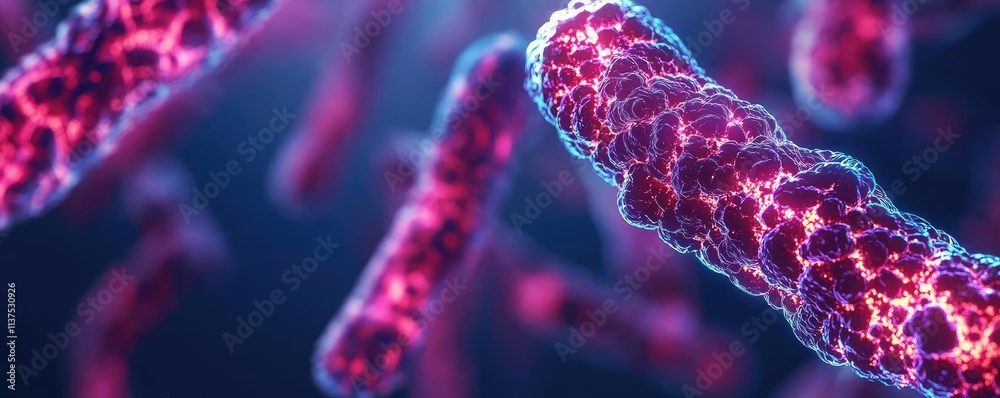 Aufkleber cancer cells idea. a vibrant microscope image showcasing detailed bacterial structures.