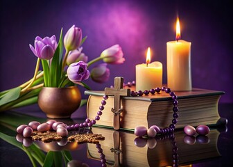Lenten Season Backgrounds:  Purple & Ash Wednesday Stock Photos for Religious Spring Images