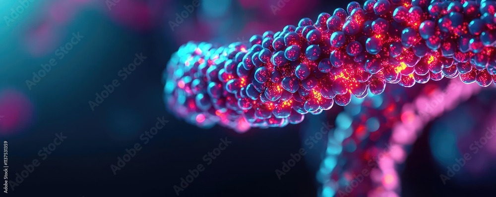 Aufkleber Cancer cells idea. Close-up of colorful molecular structure emphasizing science and technology.