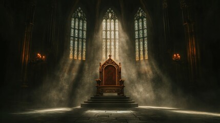 Fototapeta premium Majestic throne in grand illuminated hall