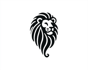 Obraz premium Lion Logo Design Vector Template. Lion Head Logo Icon Vector illustration. Black and white Lion head vector illustration. 