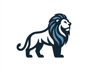 Lion full body Logo Design Vector Template. Black and white Lion vector illustration.	
