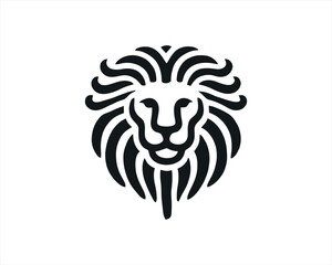 Lion Logo Design Vector Template. Lion Head Logo Icon Vector illustration. Black and white Lion head vector illustration.	
