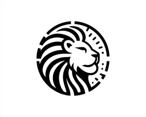 Naklejka premium Lion Logo Design Vector Template. Lion Head Logo Icon Vector illustration. Black and white Lion head vector illustration. 