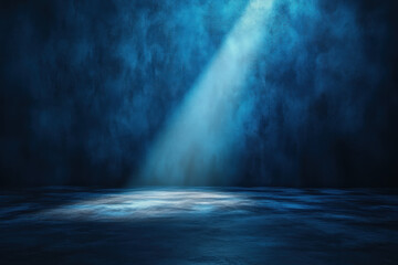 Dark Blue Spotlight Illuminates Textured Background Mysteriously