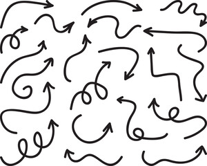 Set of hand drawn black lines with arrow 