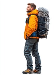 Naklejka premium Hiker with Backpack