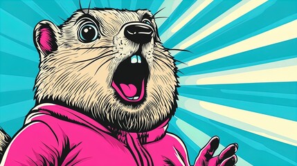 Fototapeta premium adorable groundhog illustration for february 2nd – perfect for a fun calendar page or as a whimsical poster to brighten up your sports room decor!