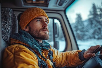 Truck Driver Preparing for Next Destination Journey