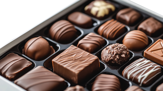 Box of chocolate on a transparent background. isolated background.