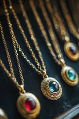 Fototapeta premium Close-up of necklaces on table