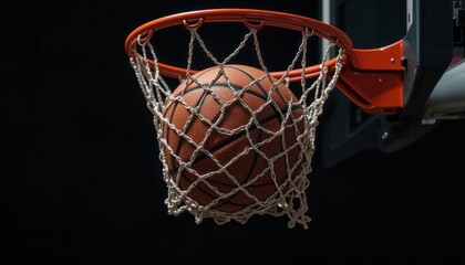 Basketball hoop and net isolated black background