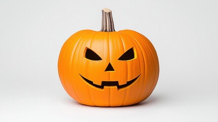 Obraz premium A photostock of a fresh orange pumpkin isolated on a clean white surface, ideal for autumn or Halloween-themed projects, High Quality